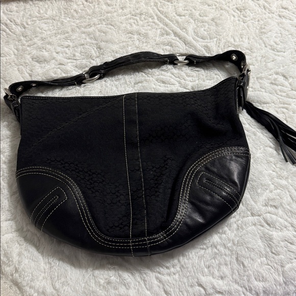 Y2k coach signature black canvas and leather soho hobo bag C052-2158 - Picture 2 of 13